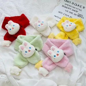 Kids Winter Plush Scarf Cute Cartoon Animal Cross Neck Warmer Soft Fleece Thermal Scarf For Boys Girls
