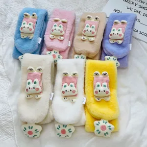 Cute plush thick children scarf winter warm faux rabbit fur toddler neckerchief cozy