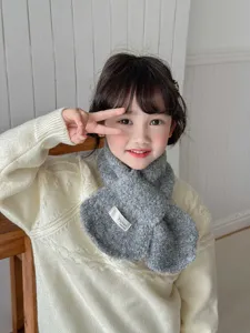 Kids cozy fleece loop scarf autumn winter toddler warm grey neck warmer knit soft