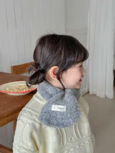 Kids grey boucle crossover scarf toddler winter warm neck warmer cozy children winter scarf