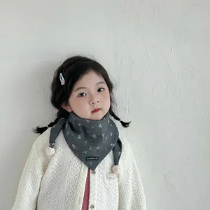 Kids windproof triangular scarf winter warm baby bib floral shawl fashion toddler
