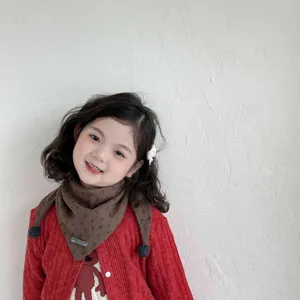 Cozy brown toddler girl triangular scarf windproof winter warm kids bib neck warmer