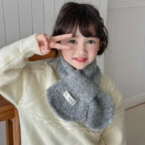 Kids cozy cross scarf winter toddler warm grey fleece neck warmer cute toddler winter accessory