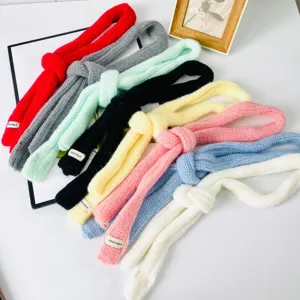 Sciarpa sottile in maglia color caramella da donna, autunno primavera lungo foulard decorativo.