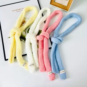 Donna Colore Caramella Sciarpa Lavorata a Maglia Dolce Stile Preppy Sottile Stretta Lunga Decorativa Calda Sciarpa Invernale