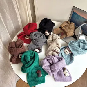 Kids winter thick knit scarf cute plush animal warm neck warmer toddler stylish collar