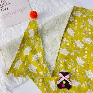 Children yellow floral triangle scarf cute autumn winter baby bib cotton linen warm neckerchief