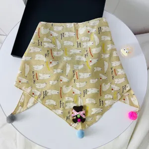 Korean style kids triangular scarf autumn winter baby cute polar bear cotton linen bib neck warmer