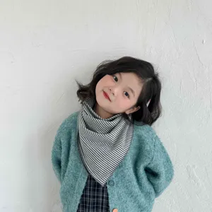Children's scarf soft square scarf autumn winter warm bib toddler cute striped neckerchief