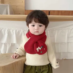 Cute baby red knitted winter scarf soft warm children neck warmer festive Christmas toddler gift