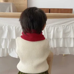 Kids winter warm knit neck gaiter cozy solid color toddler scarf detail view cozy accessory