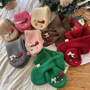 Kids winter knitted scarf cute Christmas short neck warmer soft warm toddler winter apparel 01