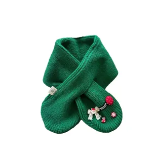 Christmas baby short neck guard scarf winter cute solid color soft children outdoor warm scarf