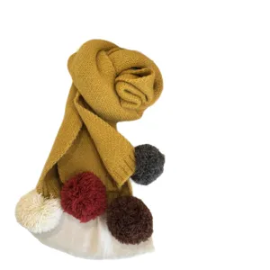Echarpe en tricot pour enfants avec pompons colores foulard chaud d'hiver garcons filles vue principale