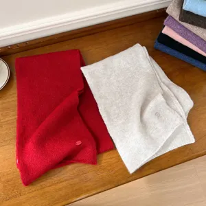 Winter warm solid color knitted scarf for women, soft cozy fashion neckerchief versatile.