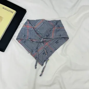 Korean style children fashion striped triangle scarf breathable cute plaid bandana for spring autumn.