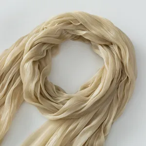 Sciarpa lunga trasparente stropicciata metallizzata, foulard morbido e traspirante da donna.