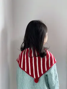 Kids soft knitted striped winter scarf shawl, cute warm toddler neck warmer detail view.