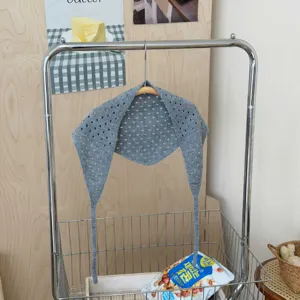 Bufanda triangular de punto calado estilo coreano, pañoleta de lana transpirable para mujer.