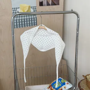 Pañuelo triangular de punto hueco estilo coreano para mujeres niños bufanda blanca transpirable