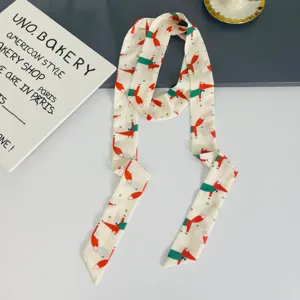 Korean style spring summer thin silk scarf versatile long decorative ribbon hair band neck wrap