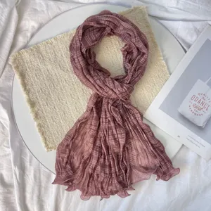 Women's pleated lightweight long scarf breathable summer neck wrap elegant fashion accessory