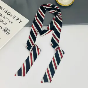 Korean style spring summer decorative ribbon scarf chic striped versatile hair band neck wrap