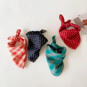 Spring autumn baby square scarf cute plaid polka dot neckerchief versatile sun protection towel