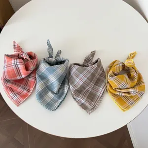 Cute plaid baby scarf and breathable neck warmer for kids, soft cotton daily fashion.