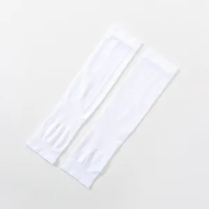 Detailed view of white ice silk sun protection arm sleeves for summer outdoor sports.