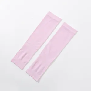 Ice silk sun protection sleeves detail view, breathable cooling arm guards for summer sports.