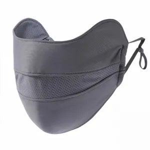 Breathable ice silk sun protection mask for women summer full face uv shield grey lightweight