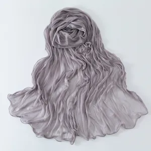 Foulard leggero traspirante stropicciato lucido tinta unita hijab morbido estate primavera