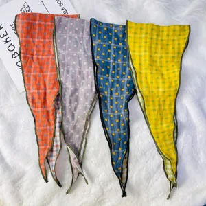 Kids Korean style cotton plaid rhombus scarf, lightweight breathable neckerchief for spring.