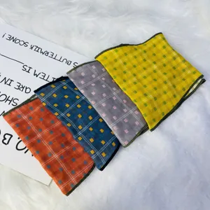 Korean style baby cotton plaid square scarf children double-sided cute neck warmer detail