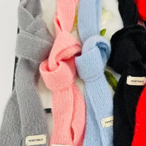 Sciarpa sottile a maglia colore caramella stile coreano da donna, scaldacollo morbido e caldo.