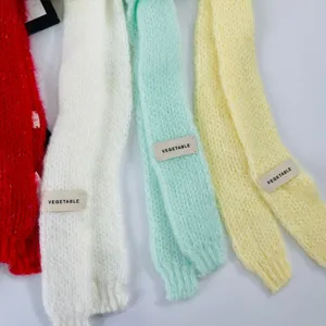 Sciarpa sottile lavorata a maglia lunga colori caramella donna stile elegante inverno caldo