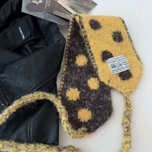 Korean style candy color cute knitted scarf and ear muff for women autumn winter warm cozy.