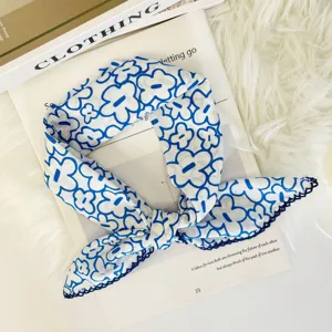 Korean fashion floral square scarf women chic neckerchief elegant hair band lightweight