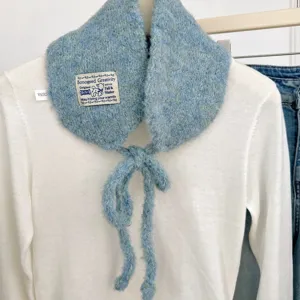 Korean style cute knitted fake collar scarf for women autumn and winter warm blue neck wear