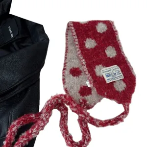 Korean candy-colored cute knitted tied small scarf, autumn winter warm earflap cute style.