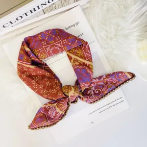 Vintage floral print square scarf silk touch neckerchief elegant stylish accessories for women