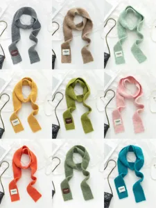 Koreanischer Stil gemütlicher Strick Schmaler Schal für Damen Winter warmer weicher langer Halstuch
