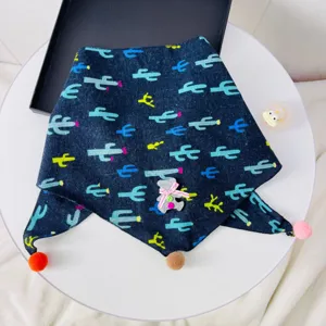 kids triangle scarf cute cactus print winter warm baby bib stylish neck warmer accessory