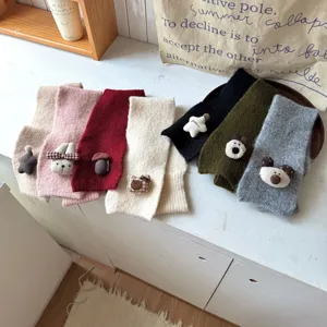 Bonita bufanda tejida para niños cuello cálido con lindo diseño de peluche para niños y niñas