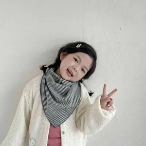 Kids striped triangle scarf baby bib winter warm neckerchief toddler fashion neck wear