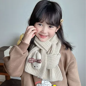 Children winter warm knitted scarf Korean style cute rabbit design cute baby neck warmer