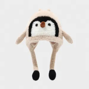 Bambini carino pinguino peluche cappello con paraorecchie caldo inverno stile dettaglio