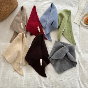 Children knit triangular scarf winter warm autumn cute solid color baby neck warmer soft