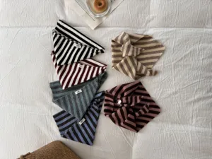 Kids autumn winter knit striped triangle scarf windproof warm neckerchief baby cute